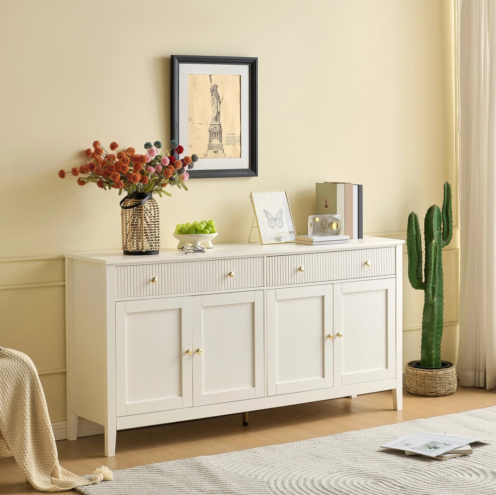 Credenza bianca 160 cm con 2 cassetti e 4 ante