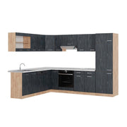 Cucina angolare completa R-Line Calce nera/Rovere dorato 287 x 227 cm PL Marmo Vicco