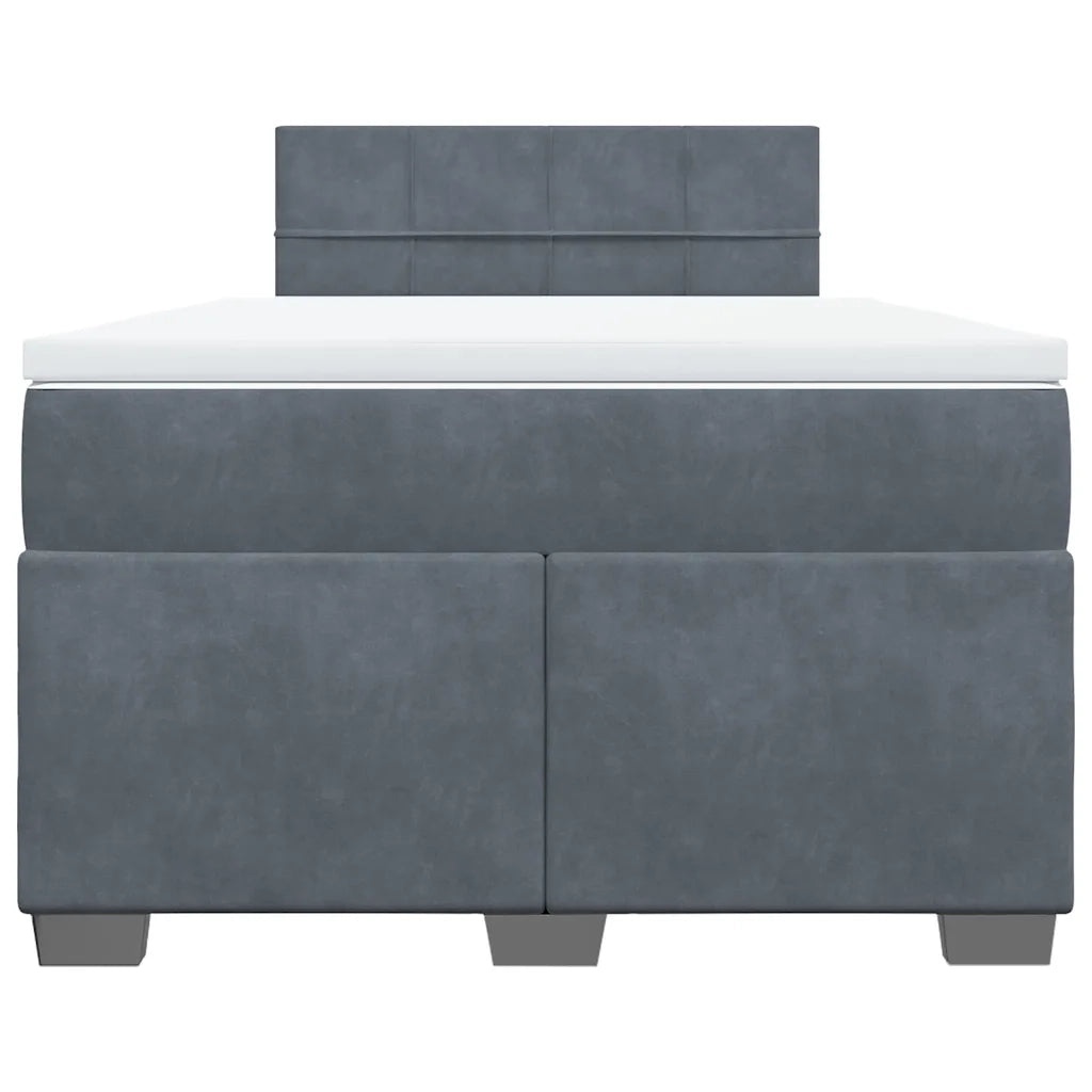 Giroletto a Molle con Materasso Grigio Scuro 120x200 cm Velluto