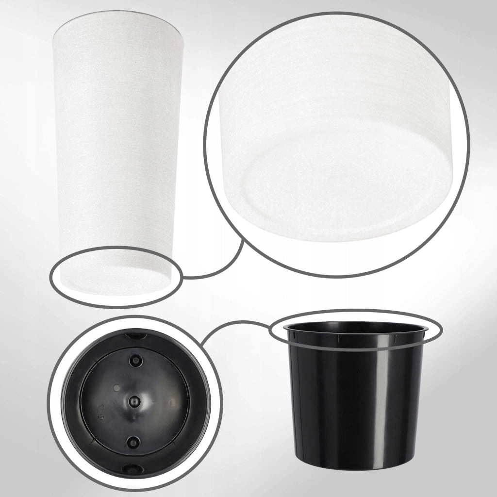 Set di 3 vasi da fiori KADAX, vasi da giardino + inserti, alti, grandi, bianchi, 37+47+57 cm
