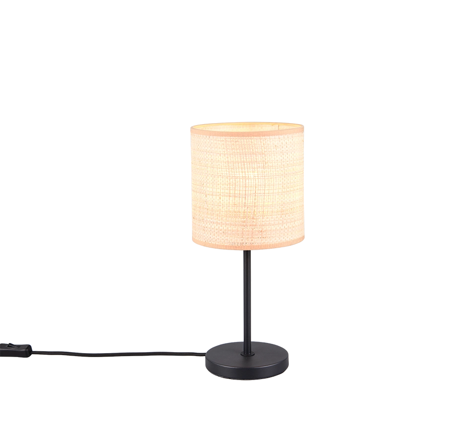 Lampada da tavolo, fibre naturali e metallo nero, H 37 cm, Aimee