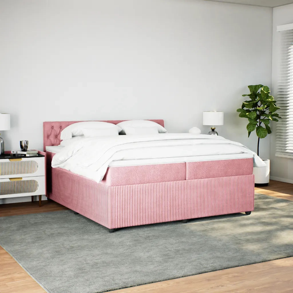 Giroletto a Molle con Materasso Rosa 200x200 cm in Velluto 3290141