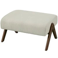 Poggiapiedi da Soggiorno Pouf Basso con Seduta Imbottita Gambe in Legno per Soggiorno Camera da Letto 69x47x36 cm Beige