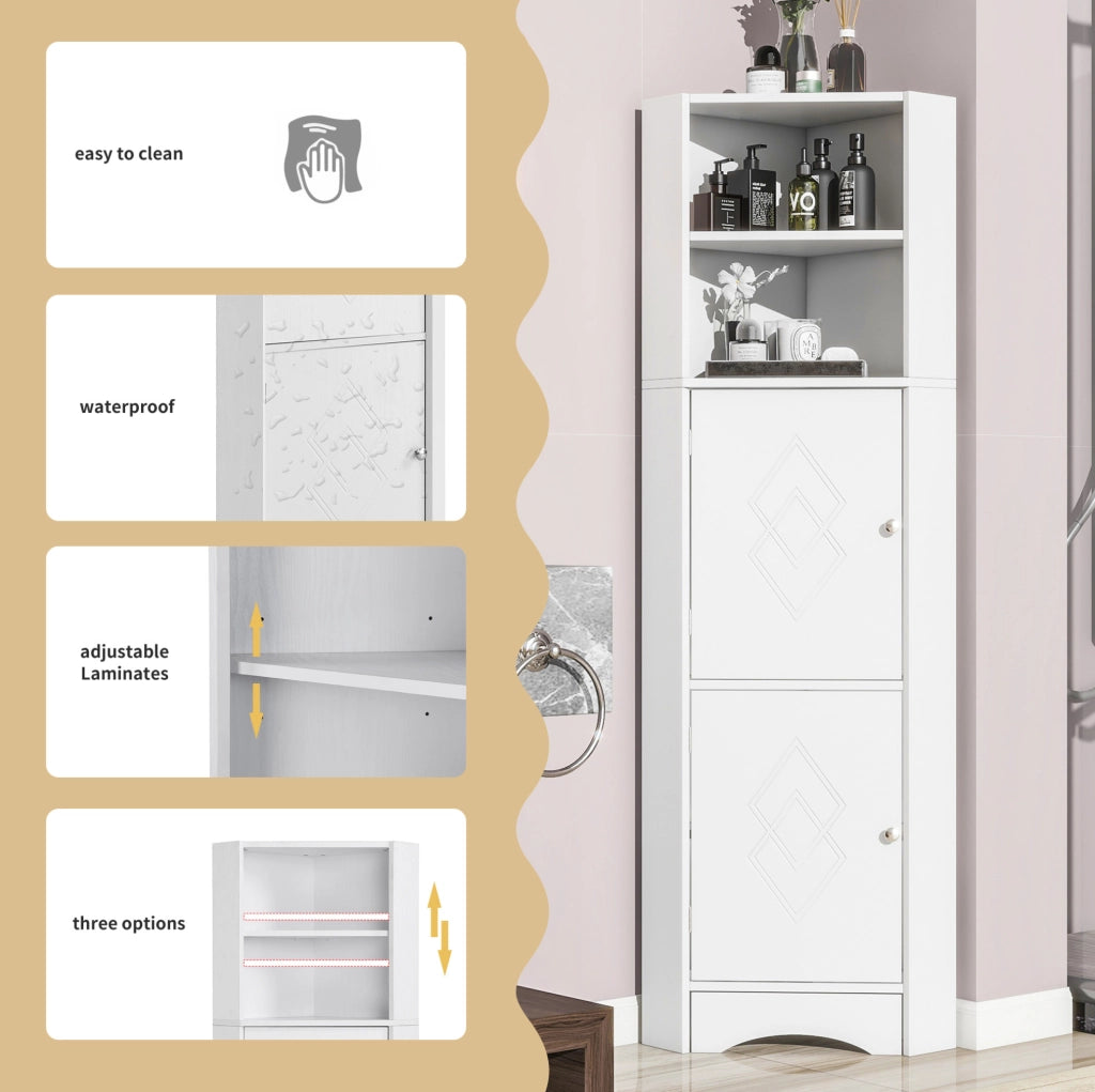 Mobile bagno angolare ULEVR con vani aperti e ripiano regolabile, bianco