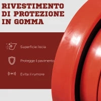 Set Bilanciere e Dischi 65kg totali per Workout in Casa, in Metallo, Sabbia di Ferro e Gomma, Rosso