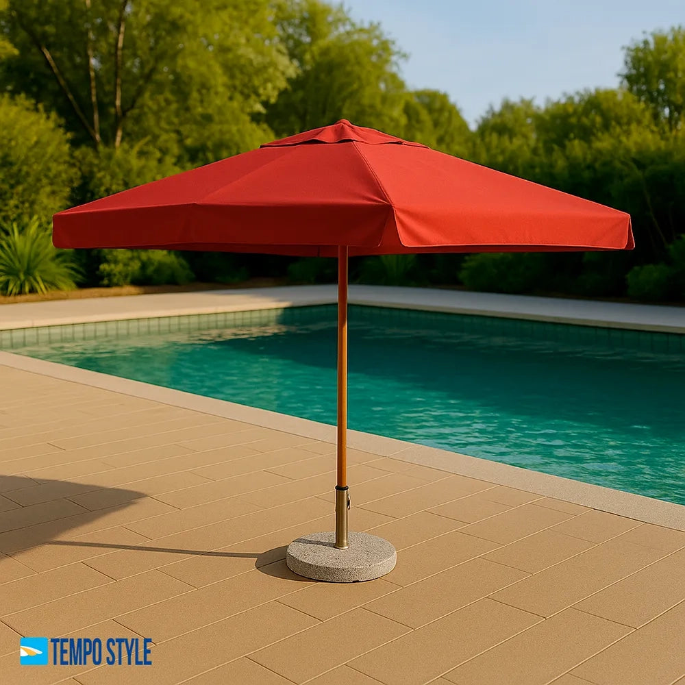 Tempo Style - Ombrellone da Giardino Vomero 3x3 m | Ombrellone da Esterno in Alluminio e Poliestere 180g/㎡ (Terracotta/Legno Rovere)