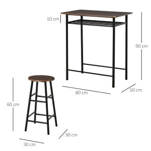 TAVOLO BAR Set da 3 pezzi 80 x 50 x 90 cm MDF Nero