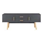 Mobile porta TV di design mobile porta TV con panca e gambe in legno 140 cm grigio scuro 03_0005869