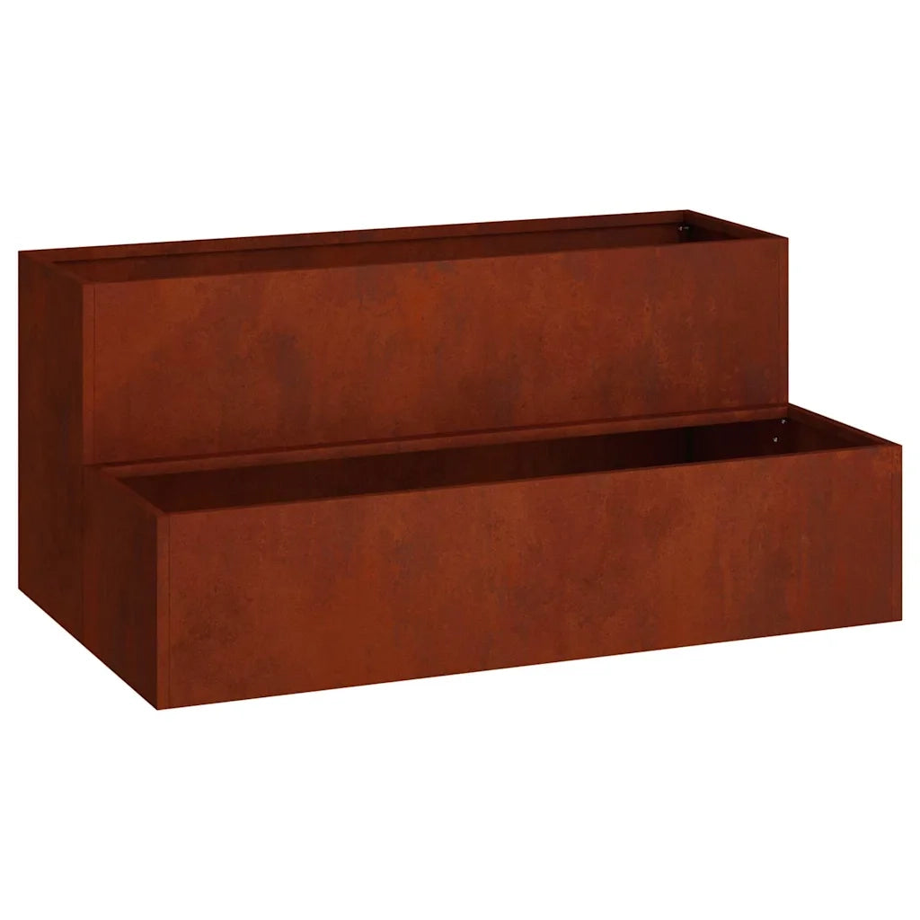 Vaso da giardino-Fioriera Esterno-Contenitore per Piante Ruggine 100 x 60 x 45 cm Acciaio CorTen