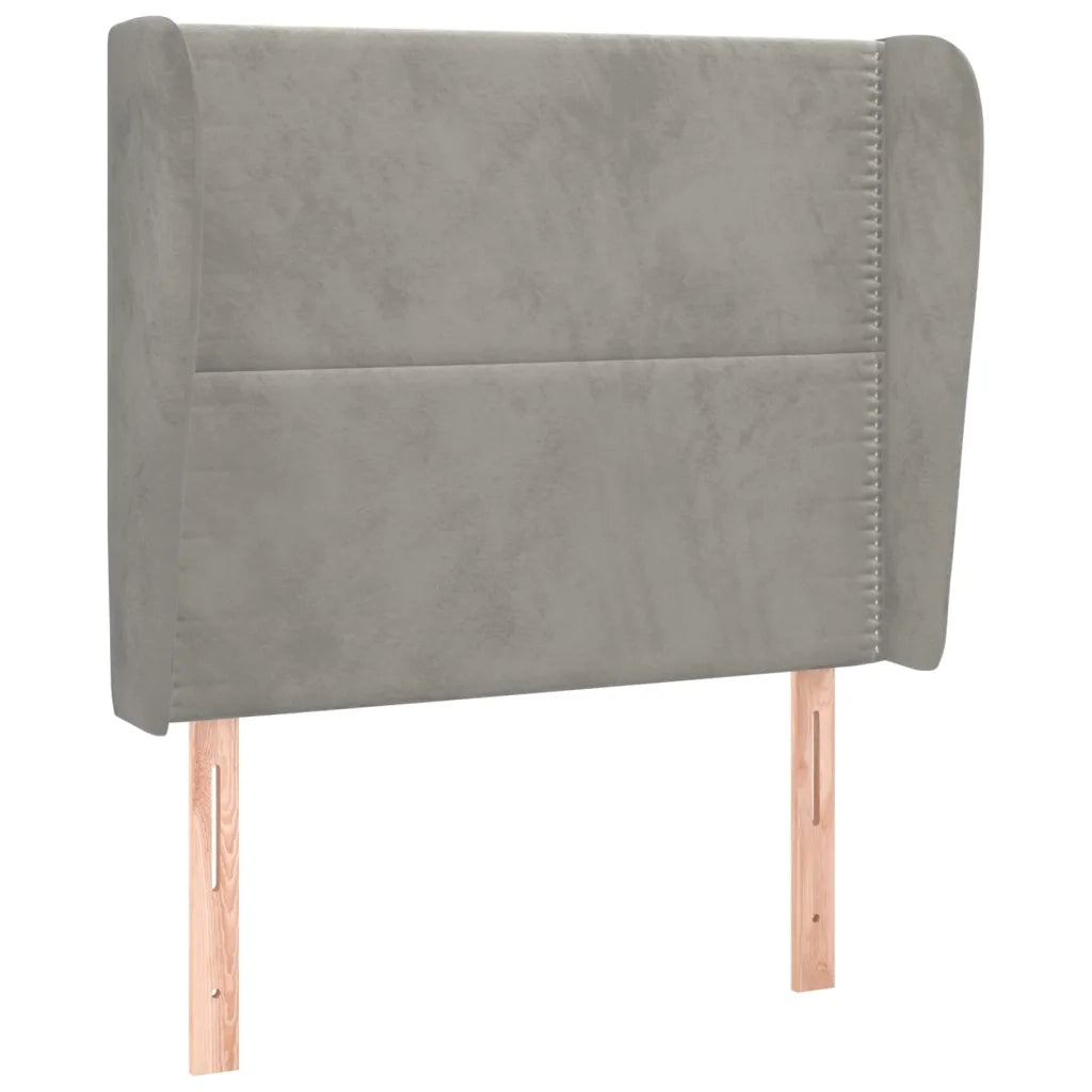Testiera ad Orecchio-Testata con Orecchie Grigio Chiaro 103x23x118/128 cm in Velluto 216324