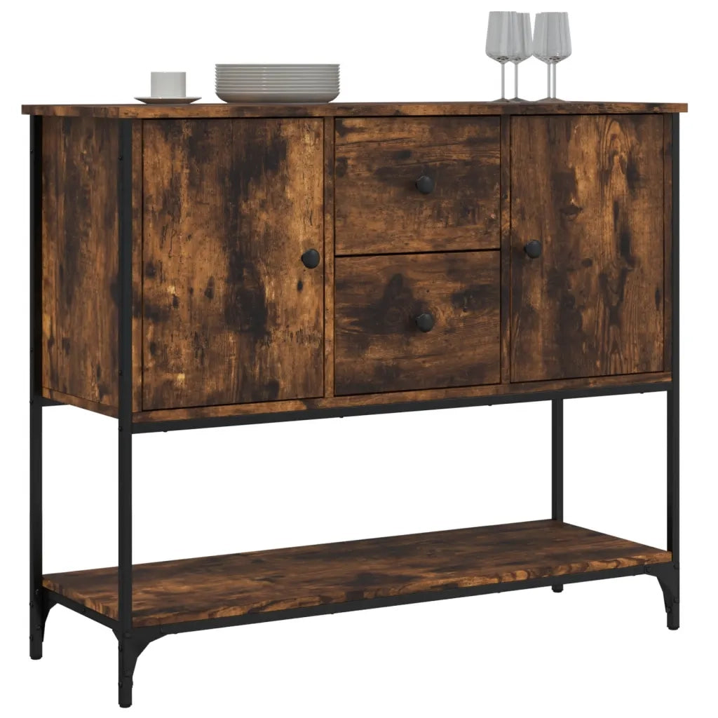 Credenza | Madia | Buffet da pranzo | Armadio da pranzo Rovere Fumo 100x36x85 cm in Legno Multistrato