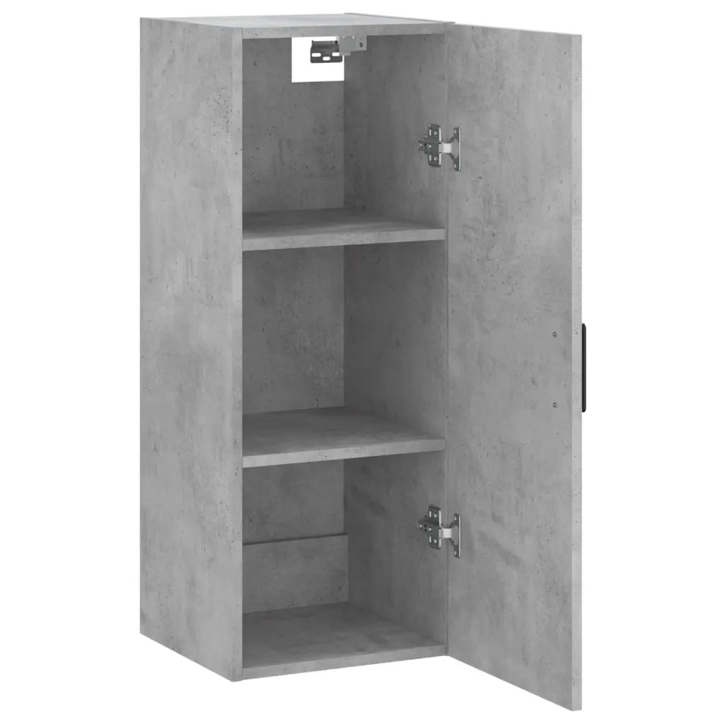 Elegante pratico e minimalista pensile a muro con vano contenitore 34,5 x 34 x 90 cm realizzato in legno composito grigio cemento 02_0048667