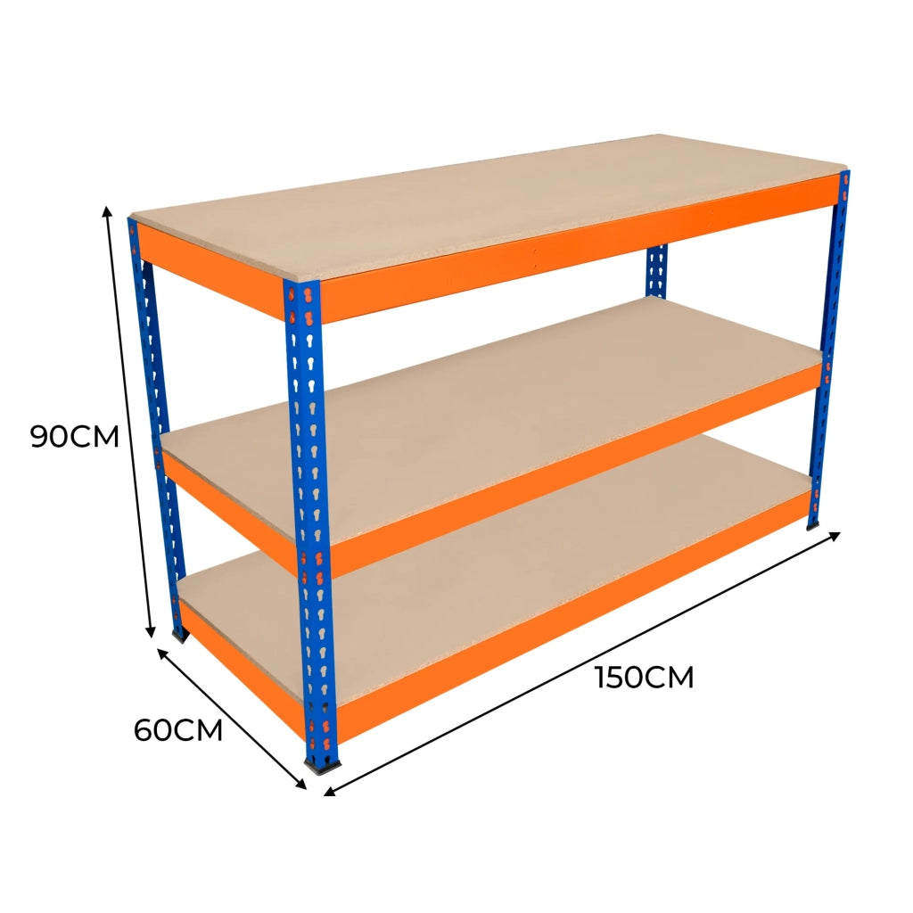 Banco da Lavoro a 3 Ripiani S-Rax - Postazione di lavoro 300kg - 150x60x90cm