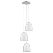 Lampada a sospensione RONDA 3 luci vetro cromo E27 Ø34cm
