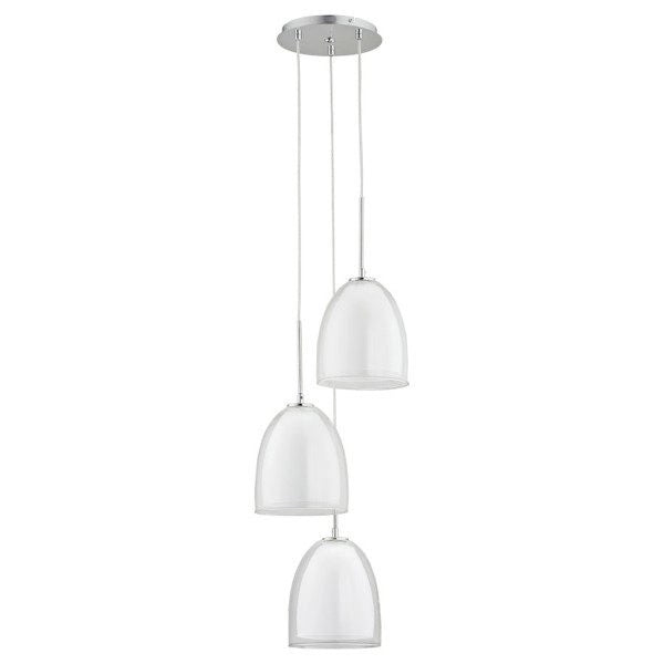 Lampada a sospensione RONDA 3 luci vetro cromo E27 Ø34cm