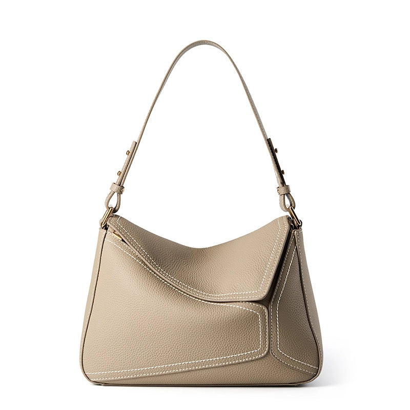 Borse a tracolla in vera pelle, eleganti borse a spalla Hobo grigie