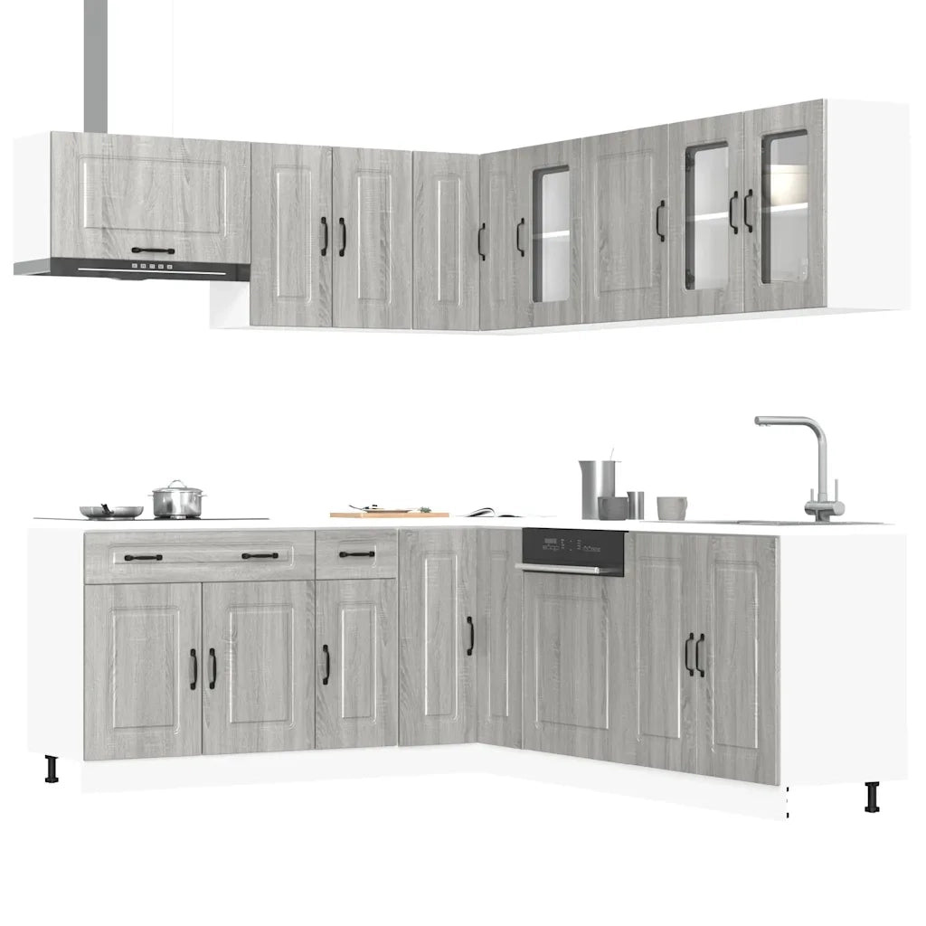 Set Mobili da Cucina 11 pz Kalmar Grigio Sonoma in Truciolato 3314917