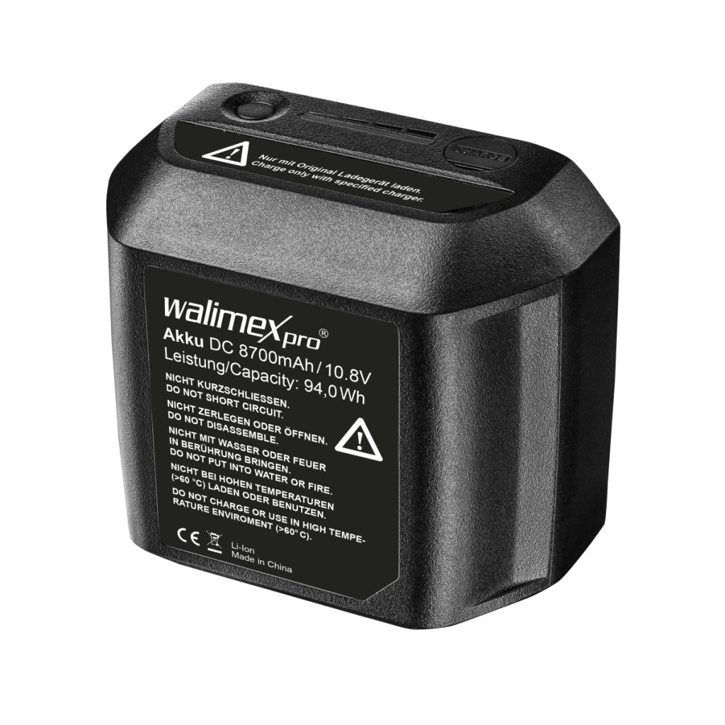 batteria ricaricabile 8700 mAh 10,8 V per la serie 2Go, batteria di ricambio per walimex pro flash da studio ricaricabile Flash2Go e luce video LED2Go, batteria ricaricabile 8700mAh 10,8V