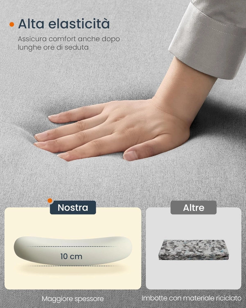 SONGMICS HOME Sedia da Ufficio, Sedia da Studio Girevole, Stile Contemporaneo con Base a Stella, Seduta Ampia e Confortevole, Altezza Regolabile, Tessuto Cotone-lino, Grigio Tortora OBG047G01