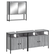 Set Mobili da Bagno | Armadio da bagno 3 pz Grigio Sonoma in Legno Multistrato