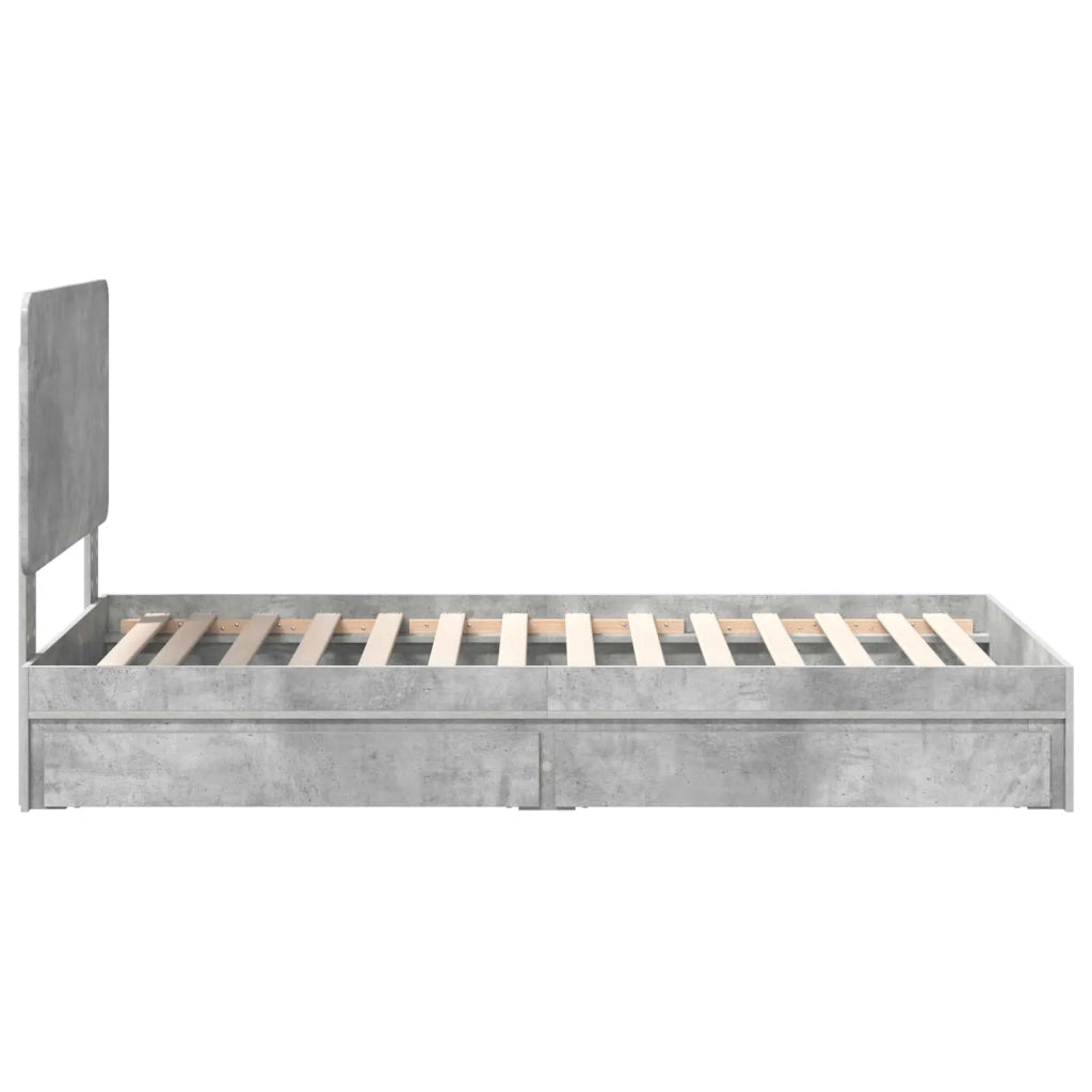 Letto con Contenitore con testiera Grigio cemento 90 x 190 cm