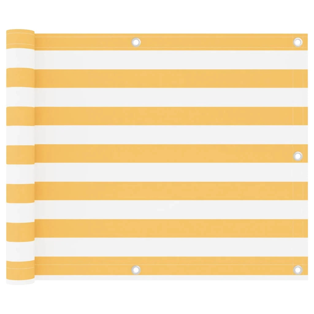 Paravento per balcone frangivista 75 x 300 cm tessuto Oxford bianco e giallo 02_0010078