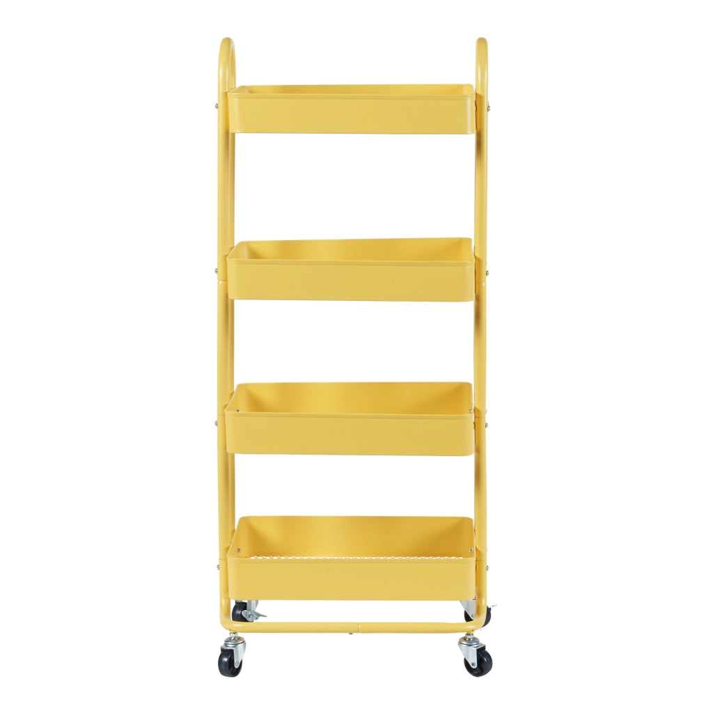 Carrello da Stoccaggio Pyhäntä con 4 Contenitori - Acciaio Giallo [en.casa]