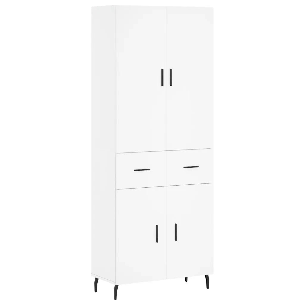 Credenza-Buffet-Armadio da cucina Bianca 69,5x34x180 cm in Legno Multistrato 157430