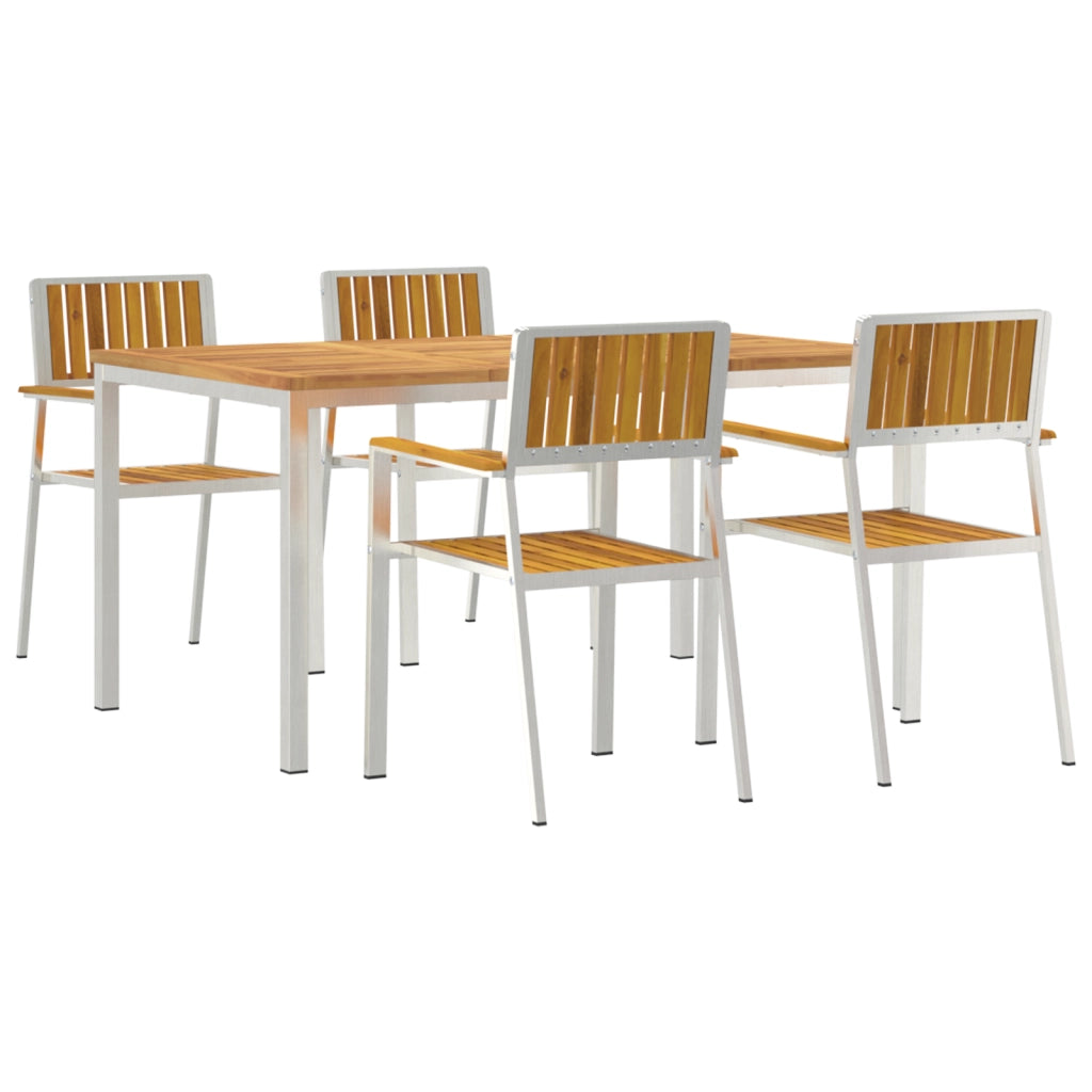 Set da Pranzo Giardino  5 Pezzi in Legno Massello di Acacia