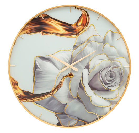 Orologio da Parete Rose 5x80x5 cm in Vetro MDF e Metallo Multicolor