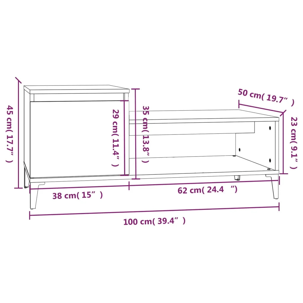 Tavolino da Salotto Nero 100x50x45 cm in Legno Multistrato 821133
