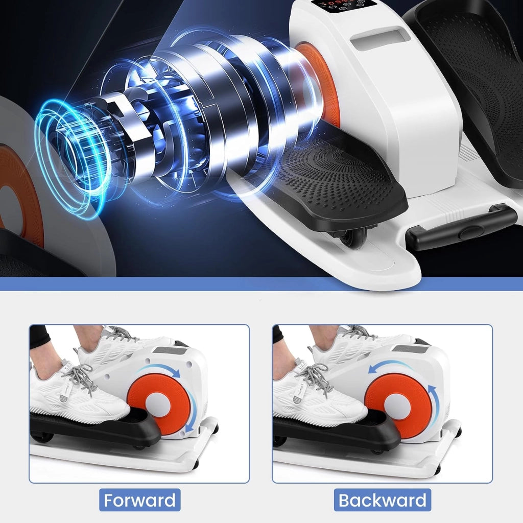 Mini Ellittica Elettrica, Pedalatore Ellittico con Schermo e Telecomando, Pedalatore Elettrico con 5 Velocità e 3 Modalità, Bicicletta Ellittica Sotto la Scrivania