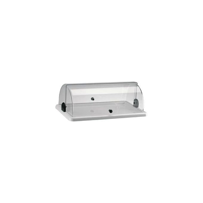 Abert V77125203P Portabrioches Rettangolare Singolo in Plastica con Coperchio Apribile 40x24 5x15 5 cm colore Bianco e Trasparente