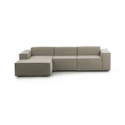 Divano fisso Alganibra, Divano componibile a 3 posti con penisola sinistra, Made in Italy, SofÒ  moderno in tessuto, Cm 300x170h70, Tortora