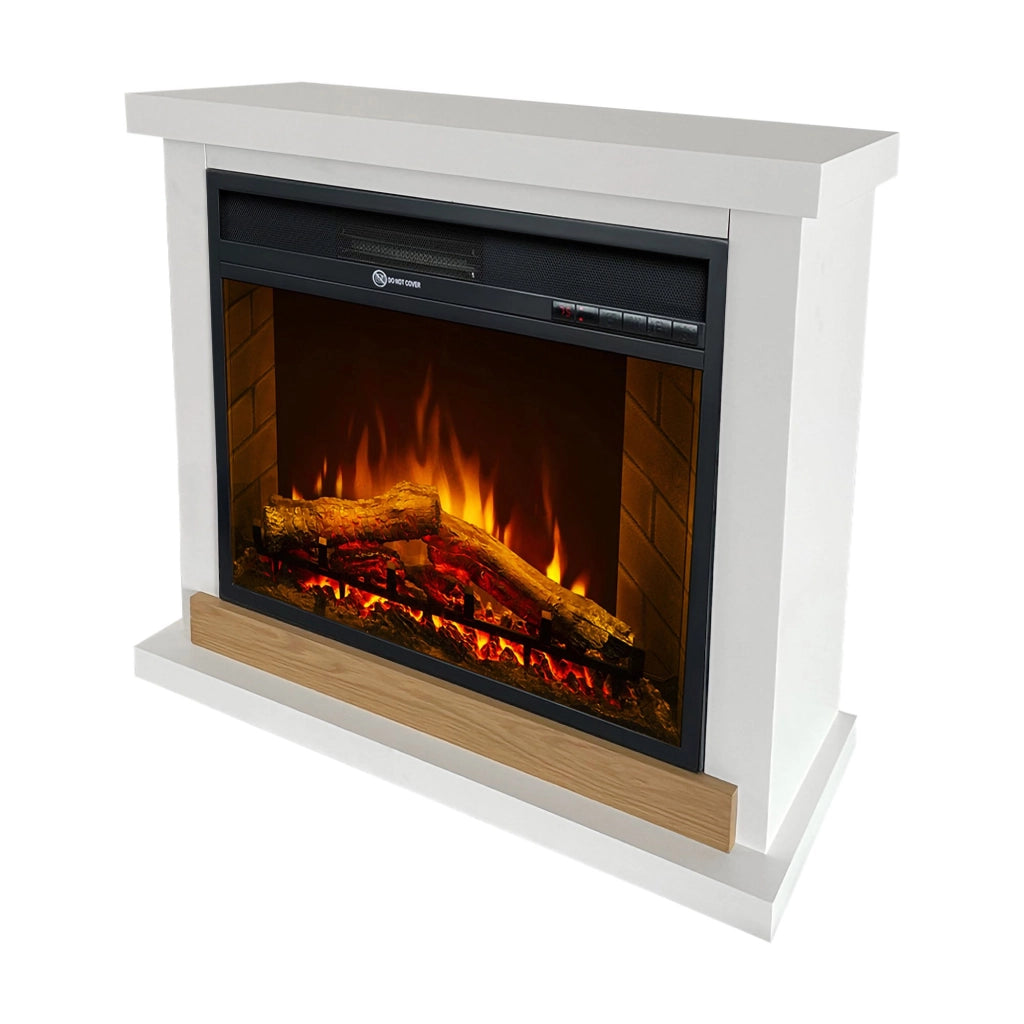 Caminetto Stia, Camino Elettrico Superficie Riscaldabile 30 m2, 75x28x70h cm Bianco
