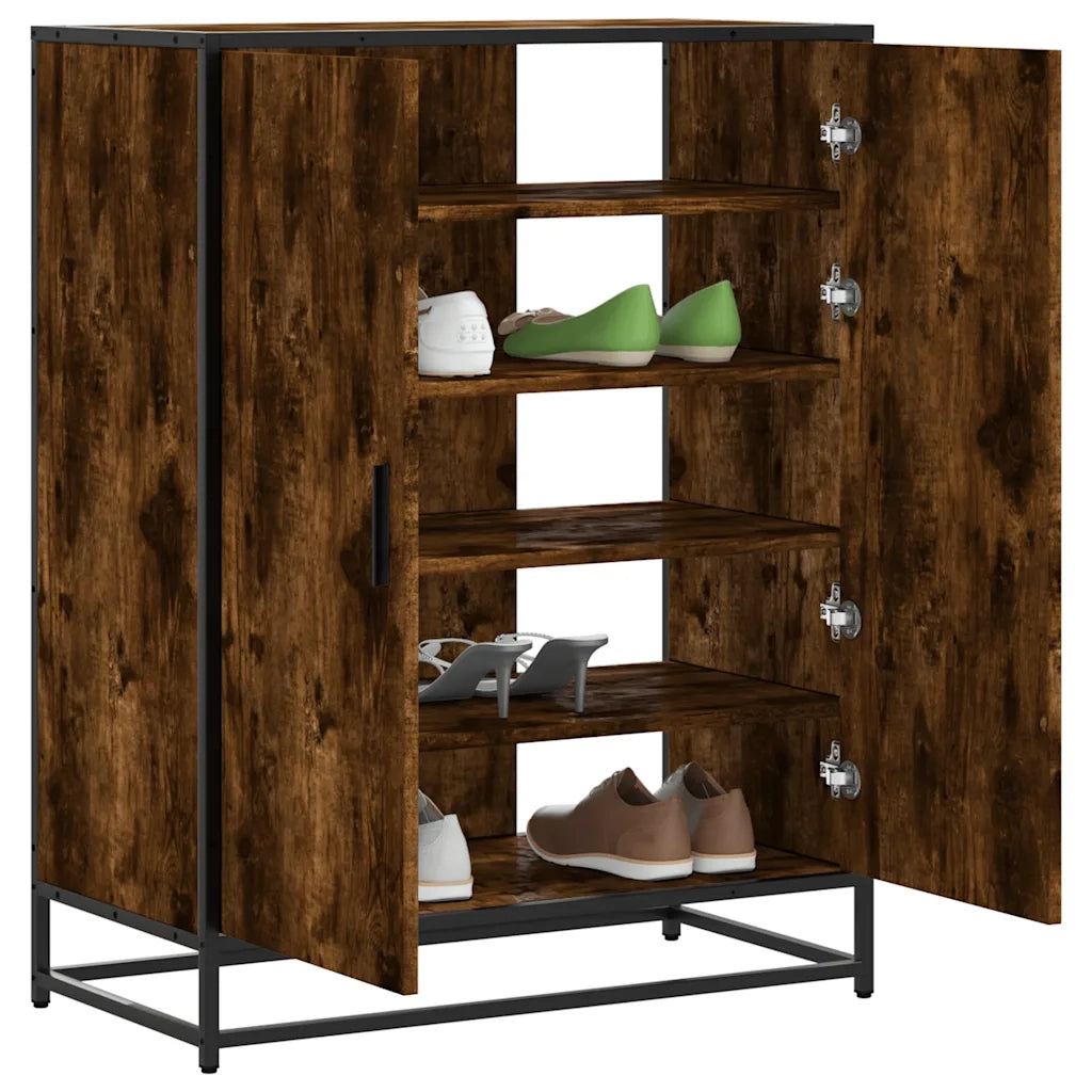 Scarpiera | Mobile per scarpe Rovere Fumo 75x38x97,5 cm Legno Multistrato Metallo