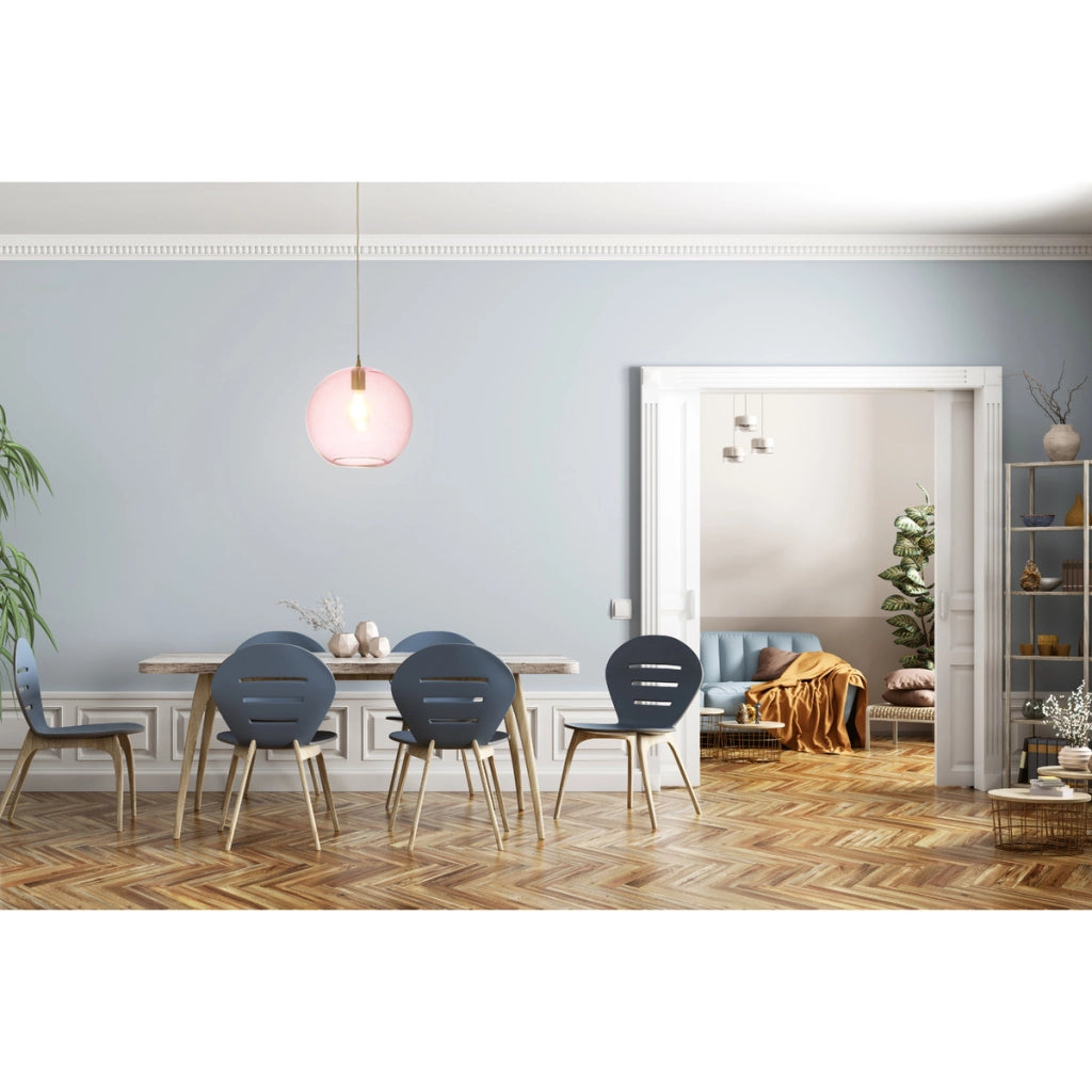 Lampada a sospensione Heike 100 in vetro rosa