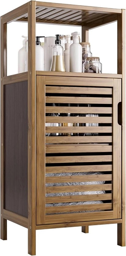 Cassa per pavimento in bambù - armadio per bagno, soggiorno, cucina e camera da letto - noce di cipresso