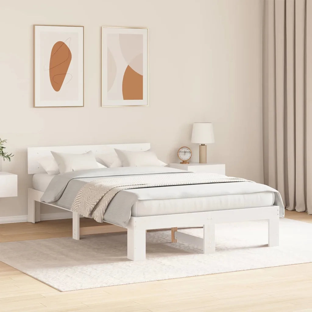 Struttura del letto Bianco 120 x 190 cm Pino massello 872663