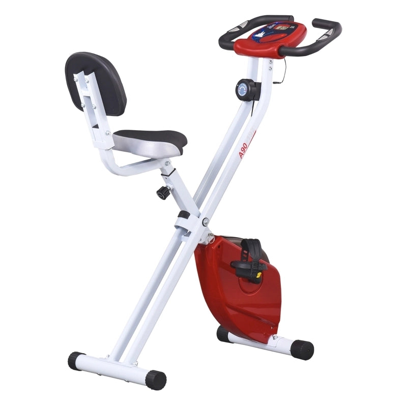Cyclette pieghevole in acciaio rosso con resistenza magnetica