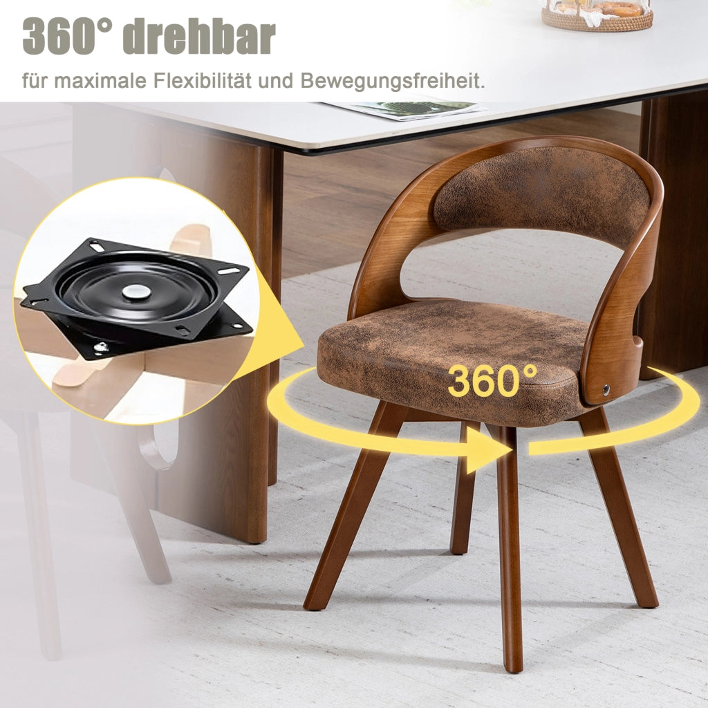 Sedia da Pranzo Girevole in Legno ¨C Xylo ¨C Tessuto Caff¨¨, Schienale Curvo