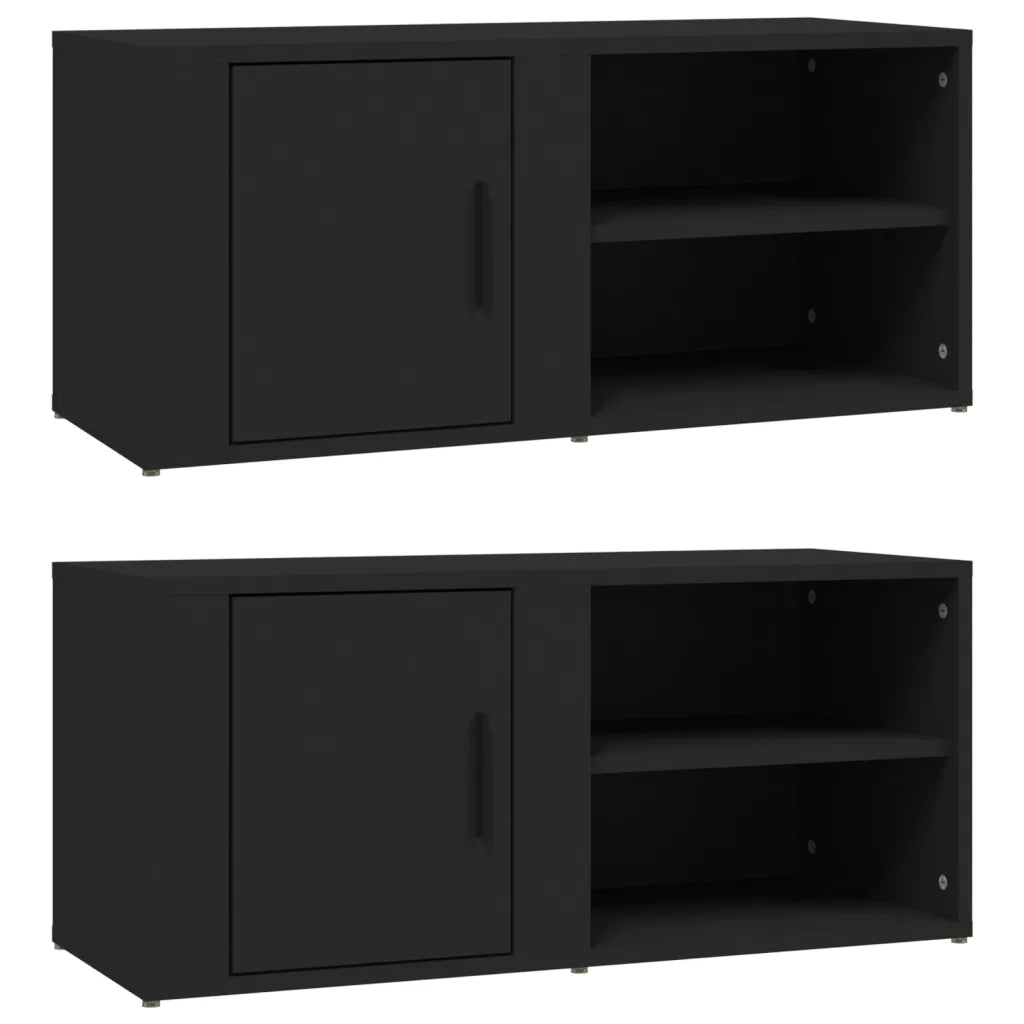 Mobili Porta TV 2 pz Nero 80x31,5x36 cm in Legno Multistrato 819439