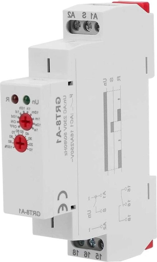 Relais di ritardo 35 mm montaggio su rail DIN Timer AC 220V Interruttore di ritardo per accensione - GRT8-A1 Timer ETA.