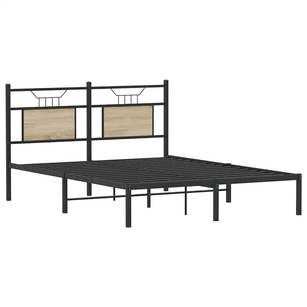 Letto matrimoniale | Letto per adulti | Giroletto senza Materasso Rovere Sonoma 150x200cm in Truciolato