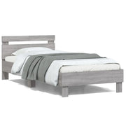 Giroletto con Testiera e LED Grigio Sonoma 100x200 cmcod mxl 110661