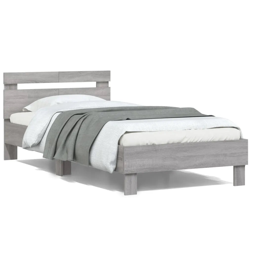 Giroletto con Testiera e LED Grigio Sonoma 100x200 cmcod mxl 110661