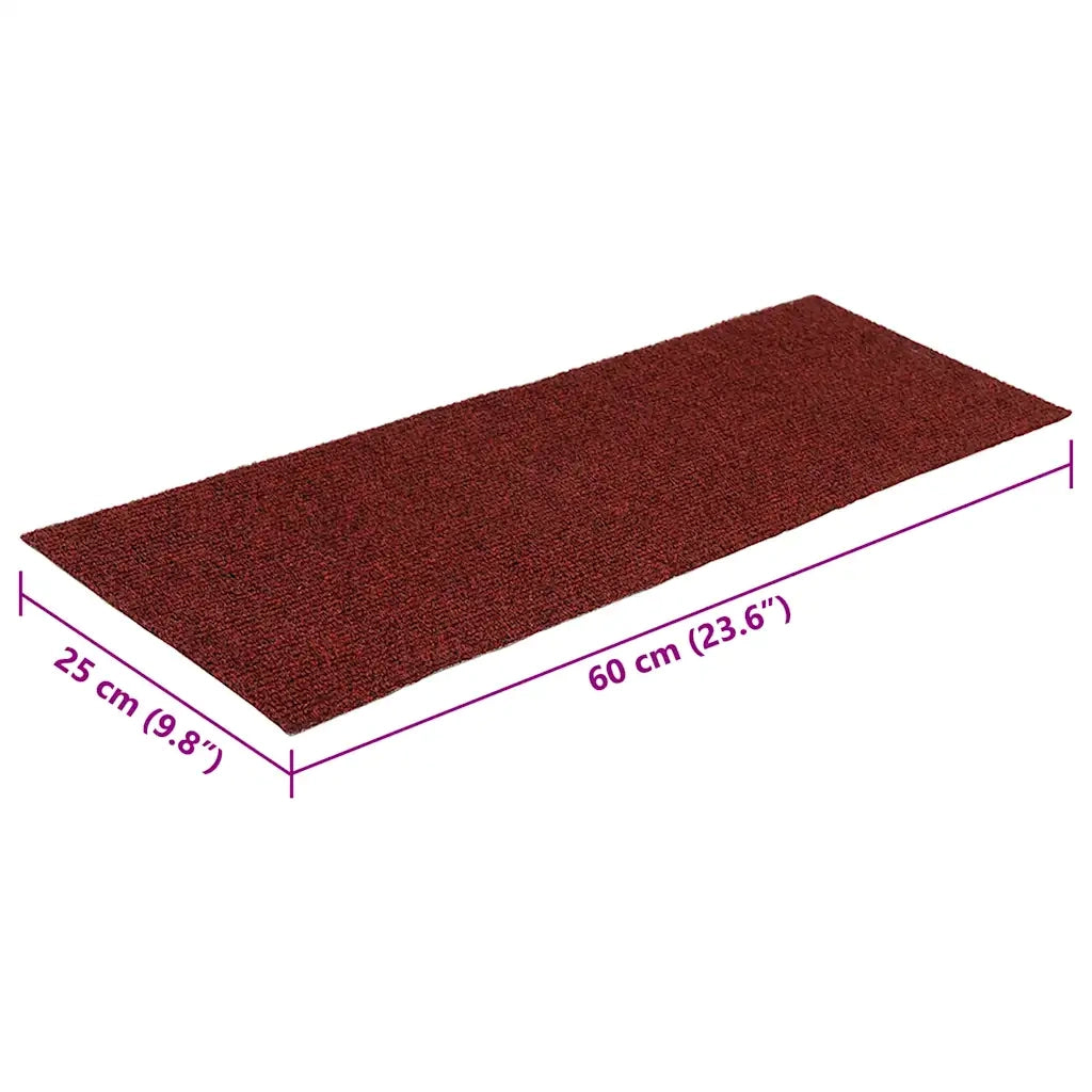Tappetini per scale autoadesivi 30 pz 60x25 cm Bordeaux Rosso Rettangolari 3365707