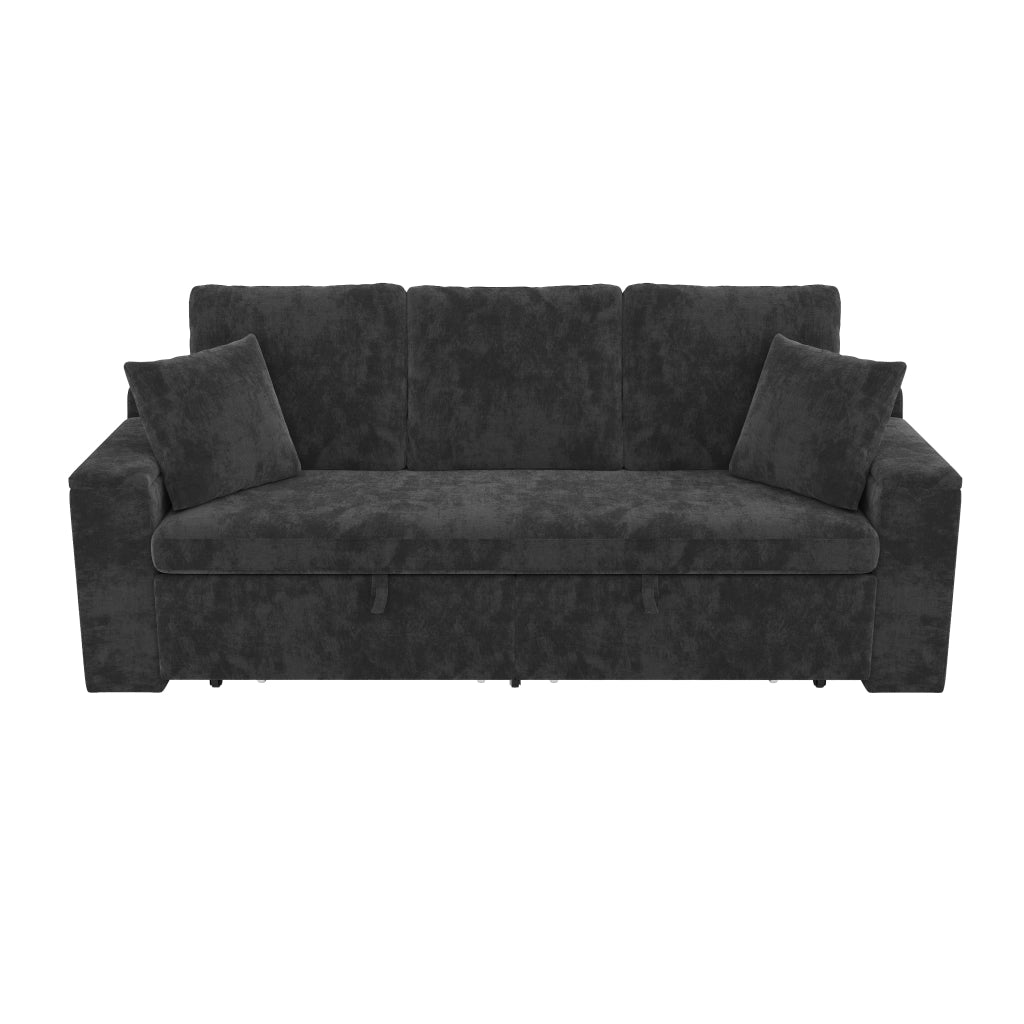 Divano letto 3 posti 3 in 1 con struttura in metallo; chenille grigio