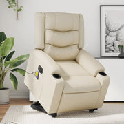 Poltrona Alzapersona Elettrica Reclinabile Crema in Similpelle 3206564
