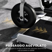 Rampa per Sedia a Rotelle Pieghevole con Guide Laterali, in Lega di Alluminio, 61x72 cm, Argento e Nero